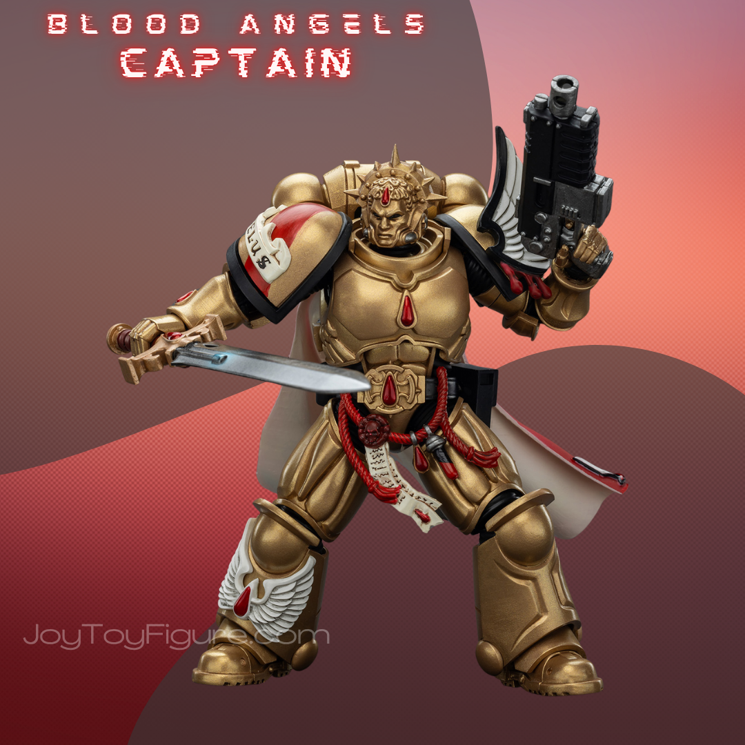 JoyToy WH40K Blood Angels Captain with Heavy Bolt Pistol & Power Sword