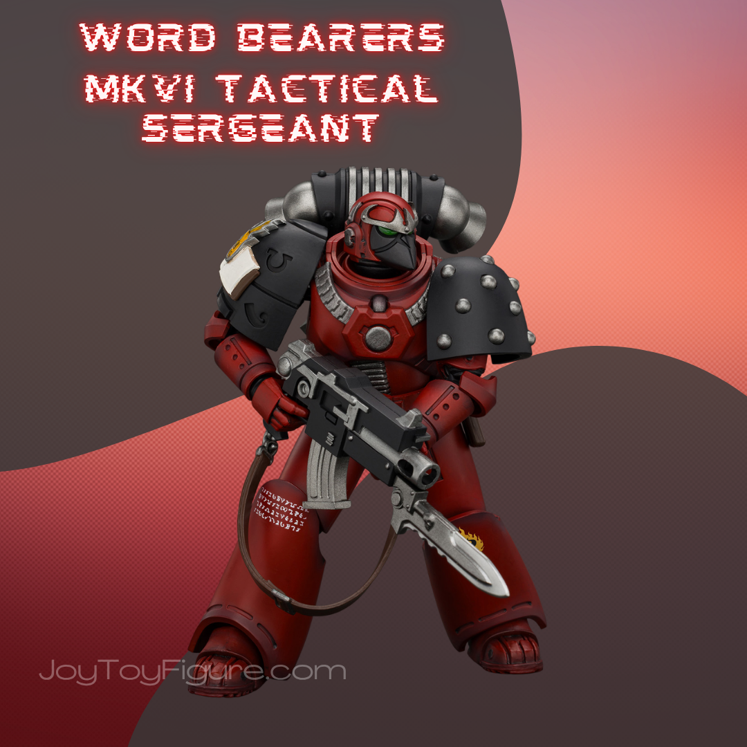 JoyToy Warhammer The Horus Heresy Chaos Space Marines Word Bearers MkVI Tactical Sergeant with Power Sword and Plasma Pistol