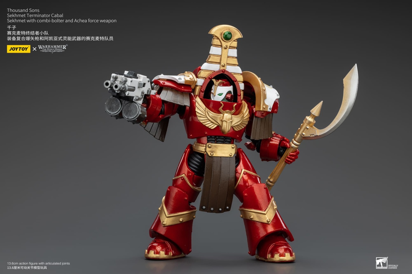 JoyToy WH40K Thousand Sons Sekhmet Terminator Cabal Sekhmet With Combi-Bolter And Achea Force Weapon