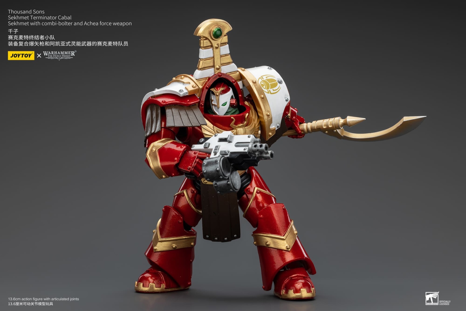 JoyToy WH40K Thousand Sons Sekhmet Terminator Cabal Sekhmet With Combi-Bolter And Achea Force Weapon