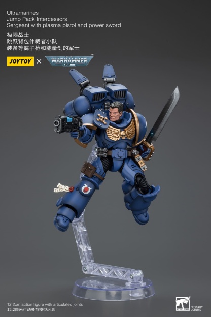 JoyToy WH40K Ultramarines Jump Pack Intercessors Sergeant With Plasma Pistol And Power Sword