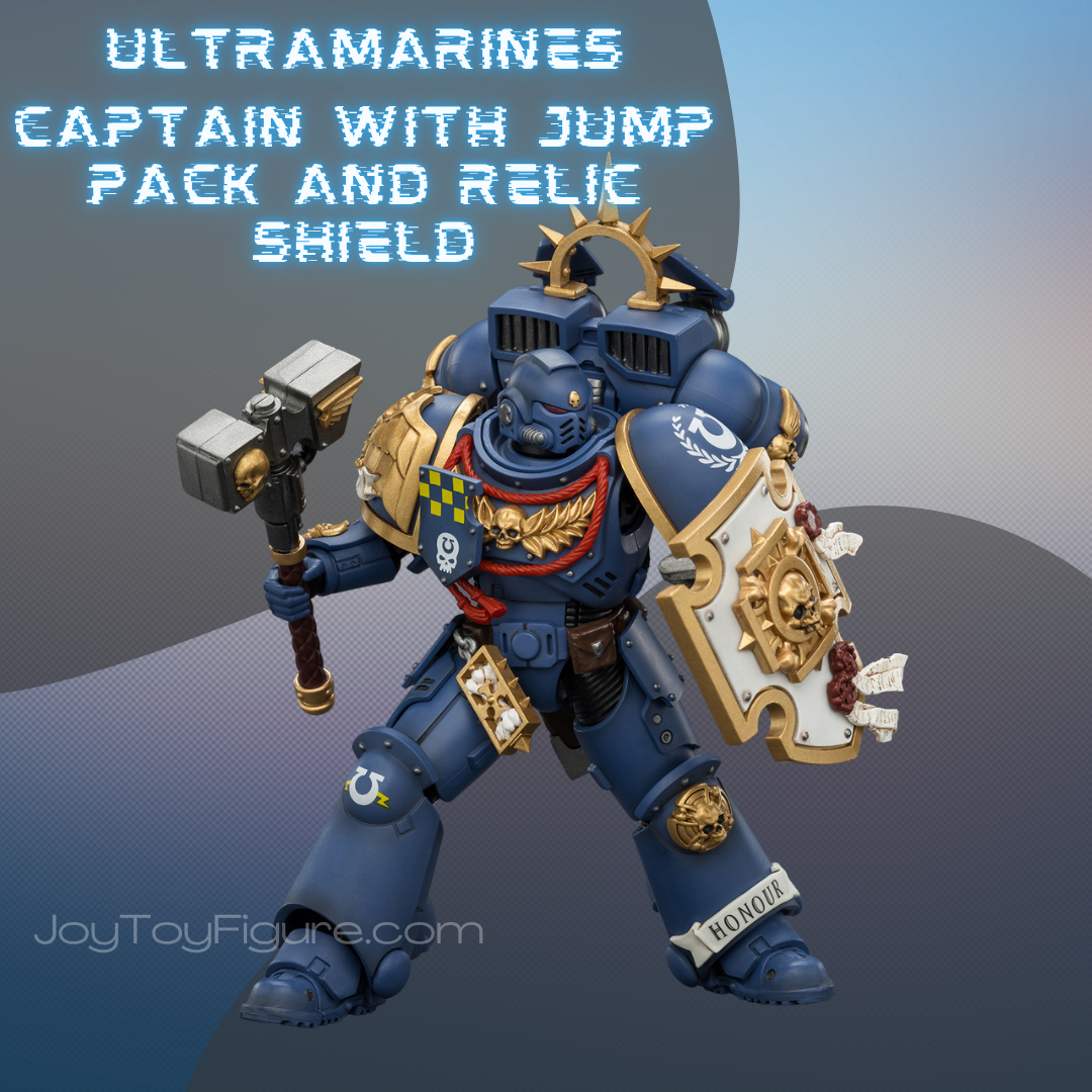 JoyToy WH40K Ultramarines Captain with Jump Pack and Relic Shield