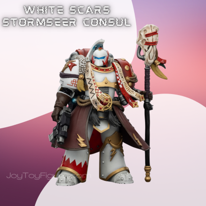 JoyToy WH40K White Scars Stormseer Consul with Force Staff and Bolt Pistol
