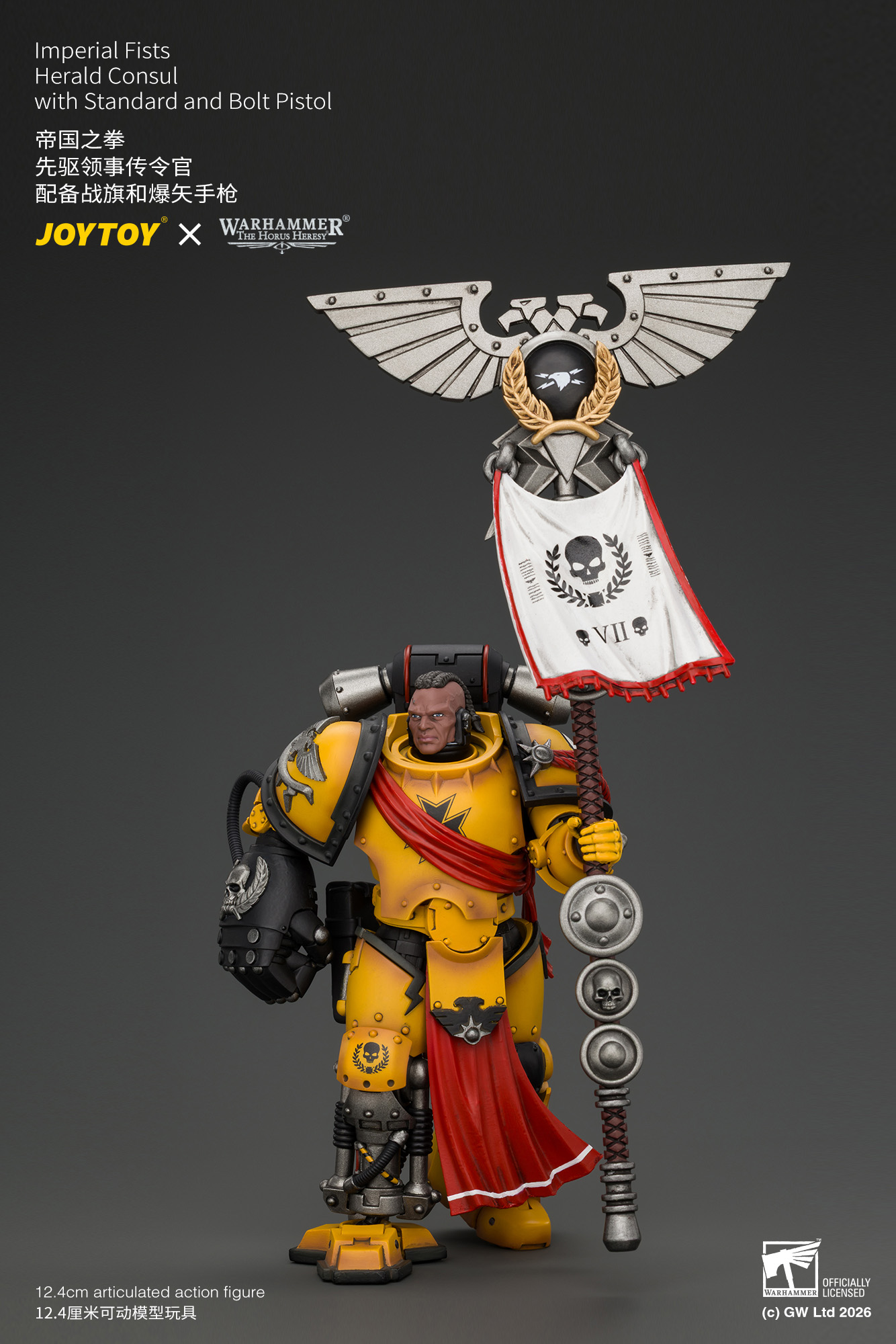 JoyToy Warhammer The Horus Heresy Imperial Fists Herald Consul with Standard and Bolt Pistol