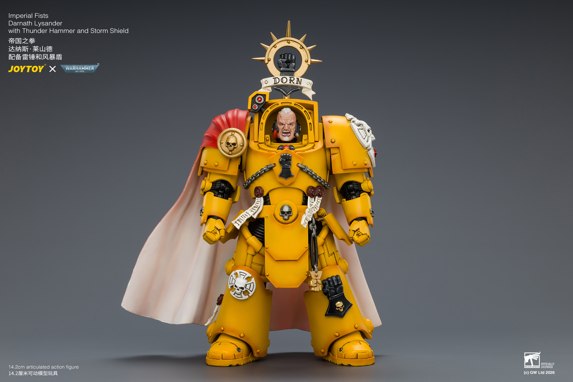 JoyToy WH40K Imperial Fists Darnath Lysander with Thunder Hammer and Storm Shield