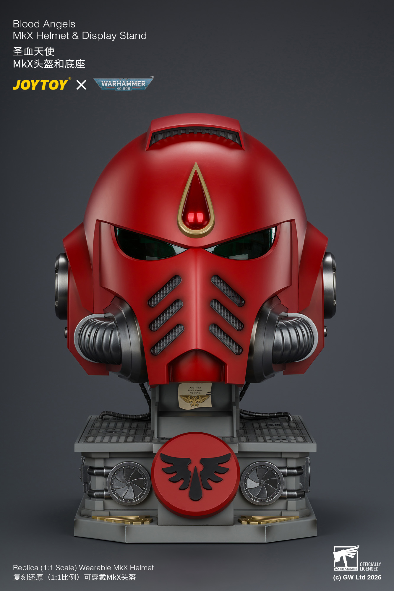 JoyToy WH40K Blood Angels MKX Helmet & Display Stand
