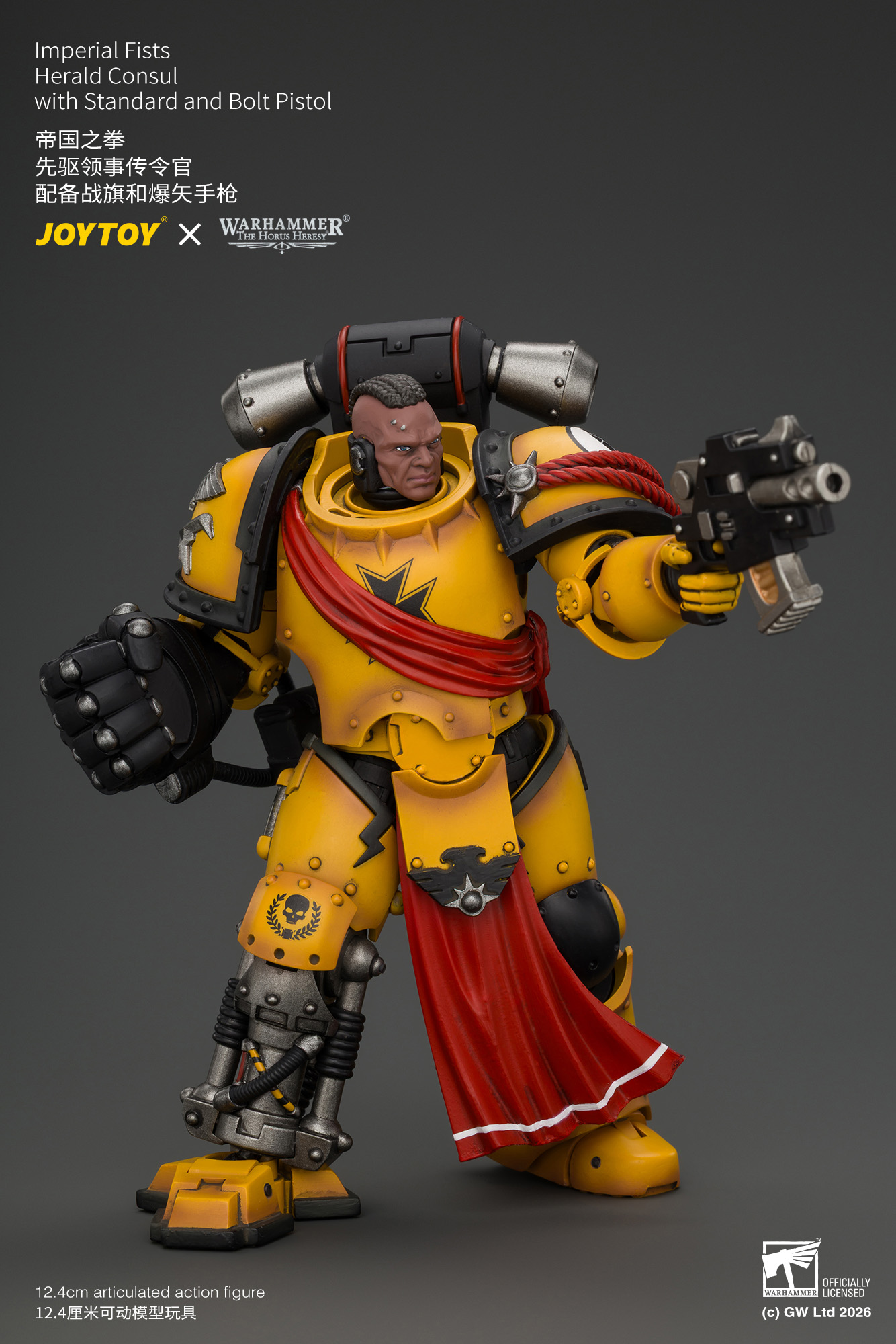 JoyToy Warhammer The Horus Heresy Imperial Fists Herald Consul with Standard and Bolt Pistol