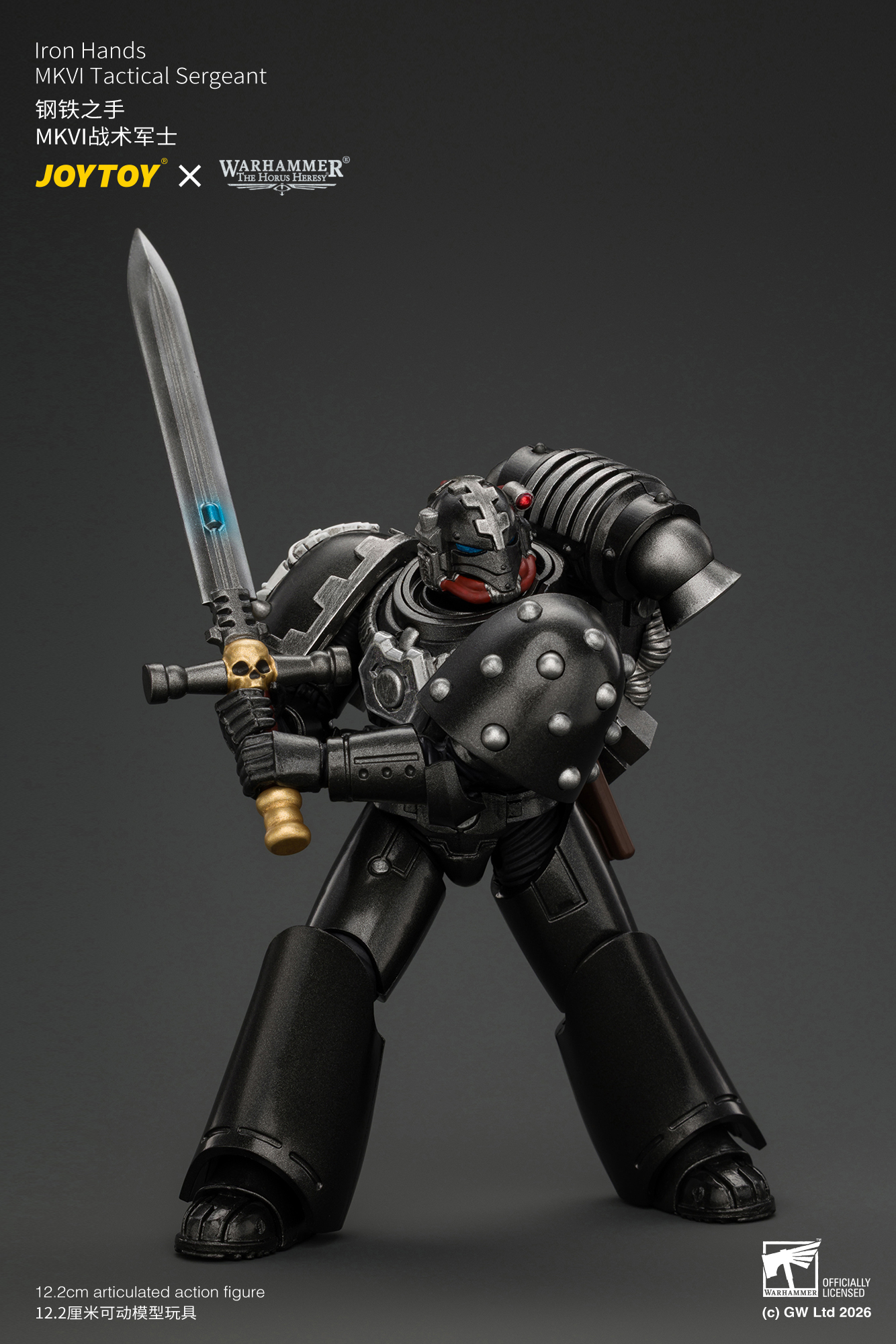 JoyToy Warhammer The Horus Heresy Iron Hands MKVI Tactical Sergeant with Bolter, Plasma Pistol & Power sword