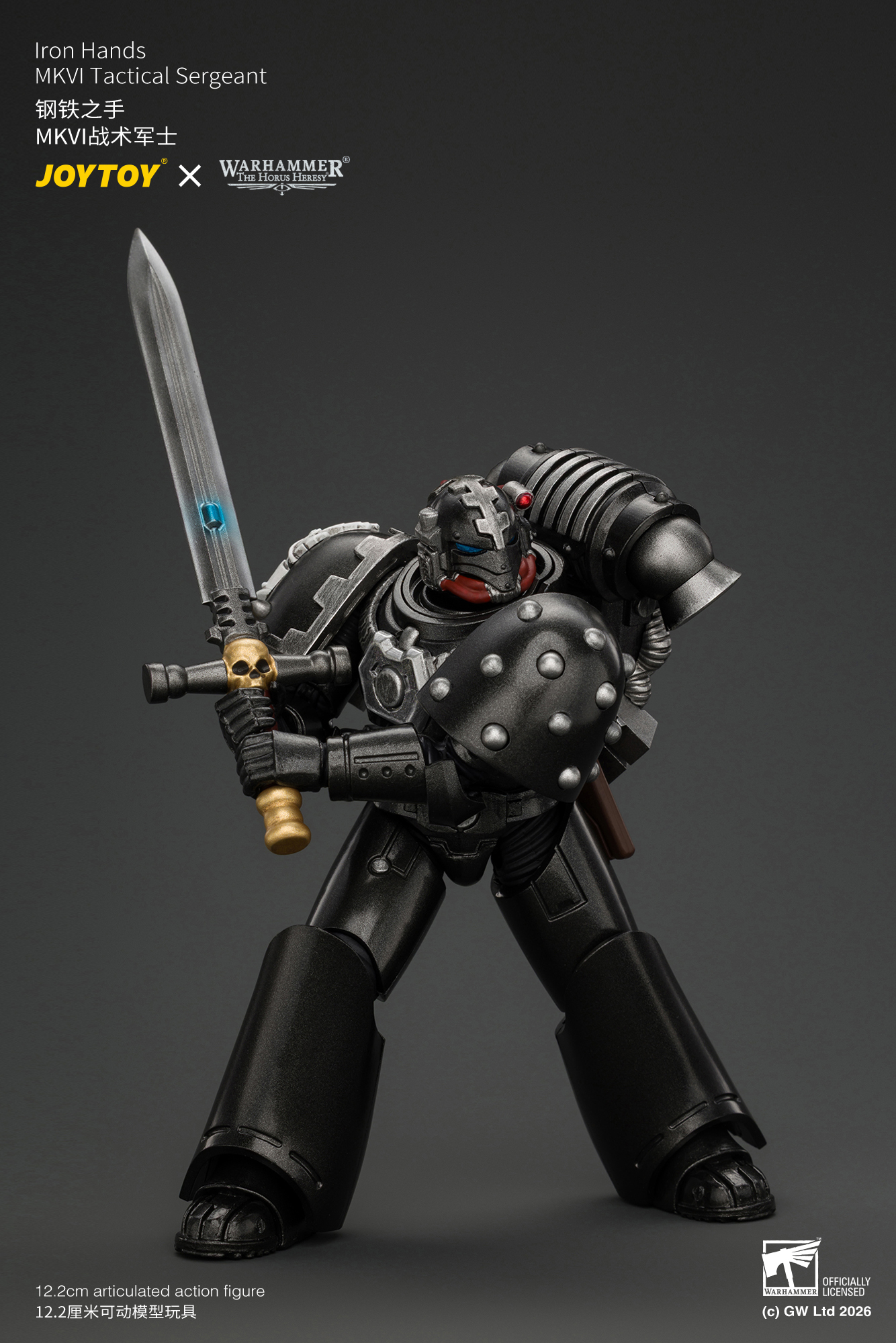 JoyToy Warhammer The Horus Heresy Iron Hands MKVI Tactical Sergeant with Bolter, Plasma Pistol & Power sword