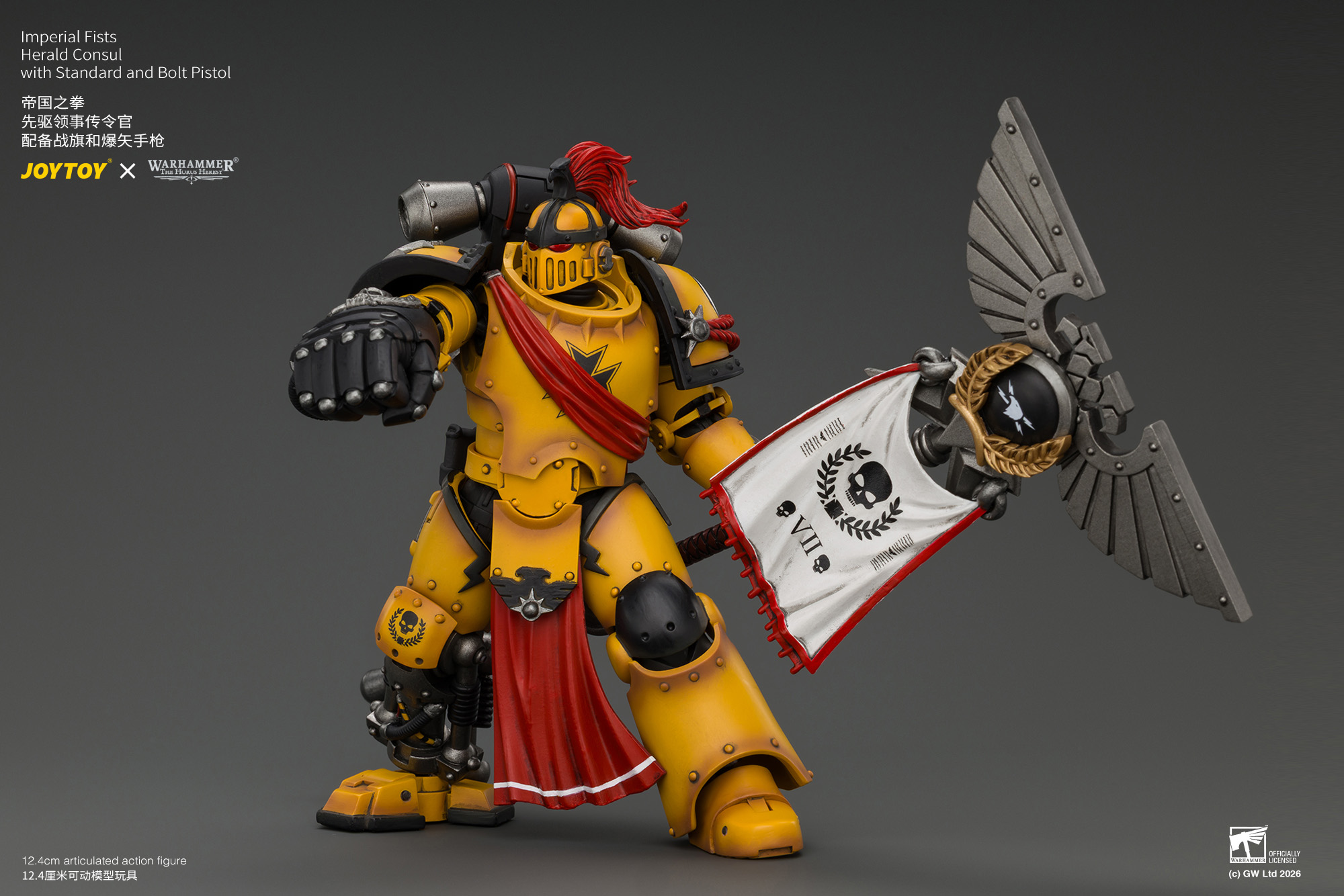 JoyToy Warhammer The Horus Heresy Imperial Fists Herald Consul with Standard and Bolt Pistol