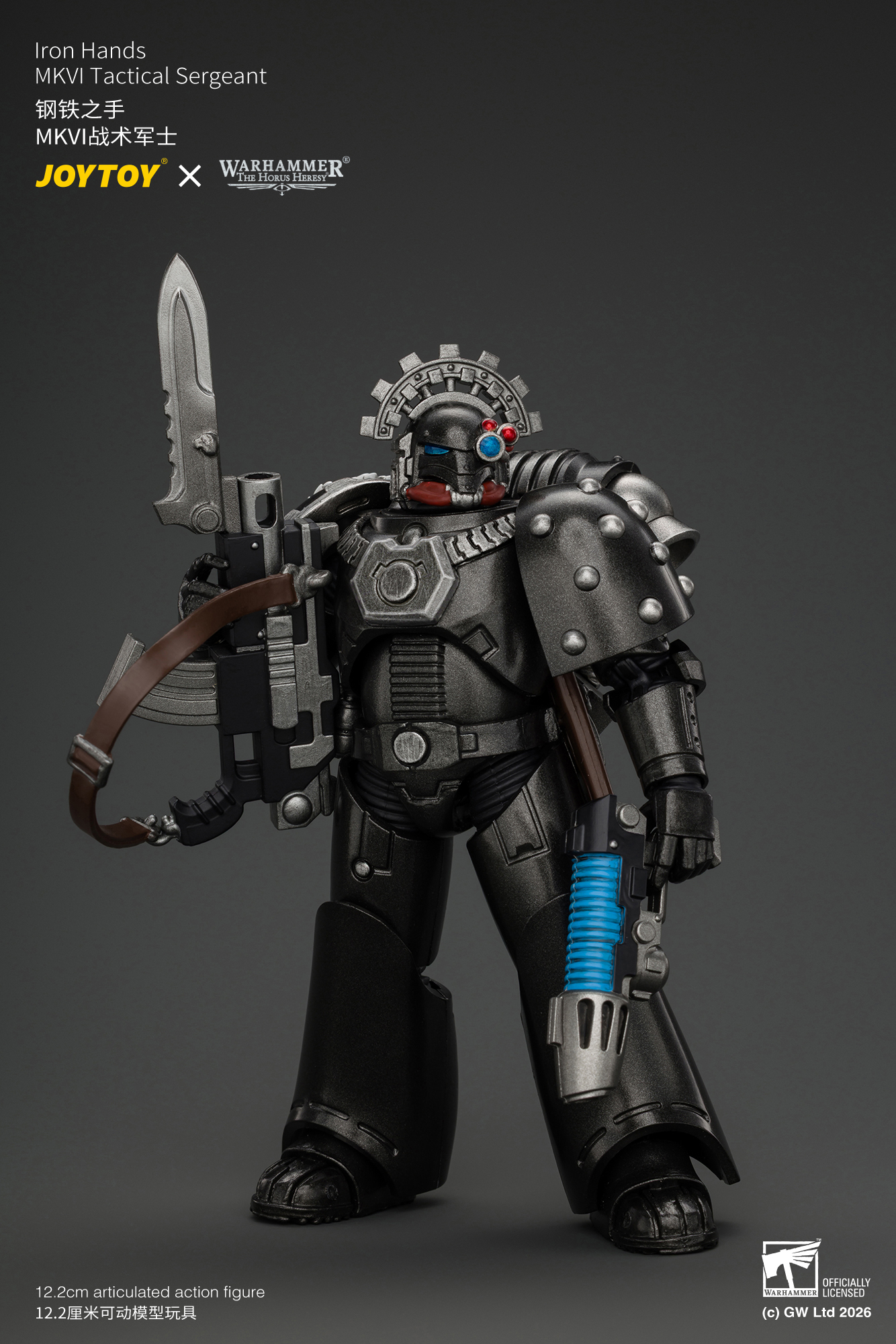 JoyToy Warhammer The Horus Heresy Iron Hands MKVI Tactical Sergeant with Bolter, Plasma Pistol & Power sword