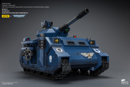JoyToy WH40K Ultramarines Predator Destructor with turret-mounted autocannon and sponson-mounted heavy bolters