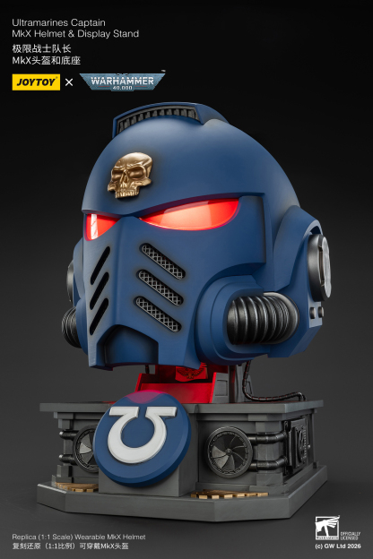 JoyToy WH40K Ultramarines Captain MKX Helmet & Display Stand