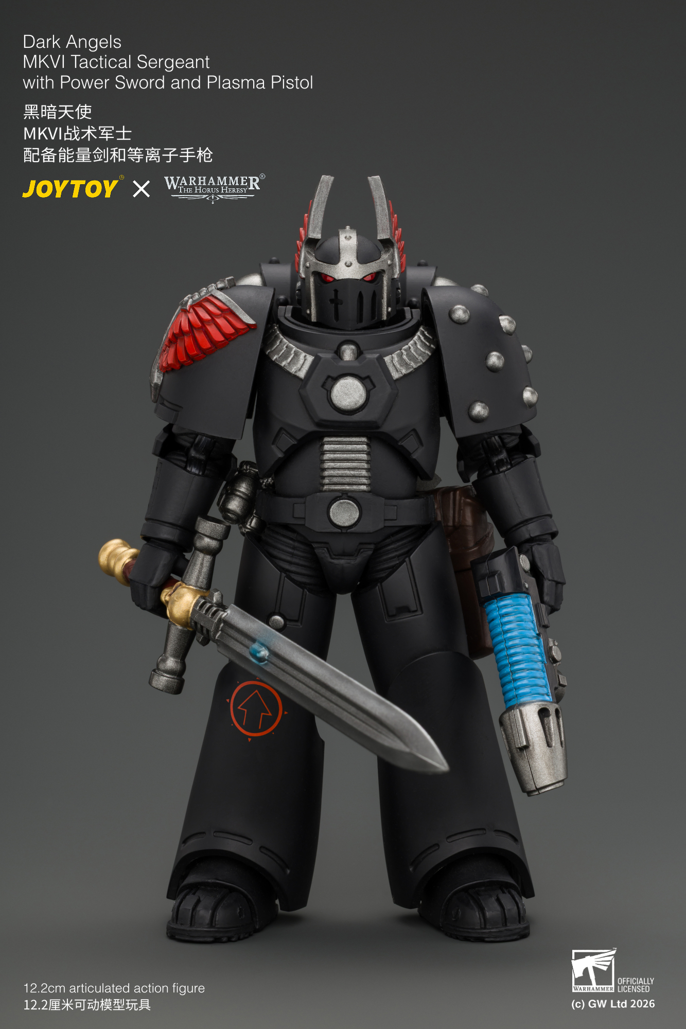 JoyToy Warhammer The Horus Heresy Dark Angels MKVI Tactical Sergeant with Power Sword and Plasma Pistol