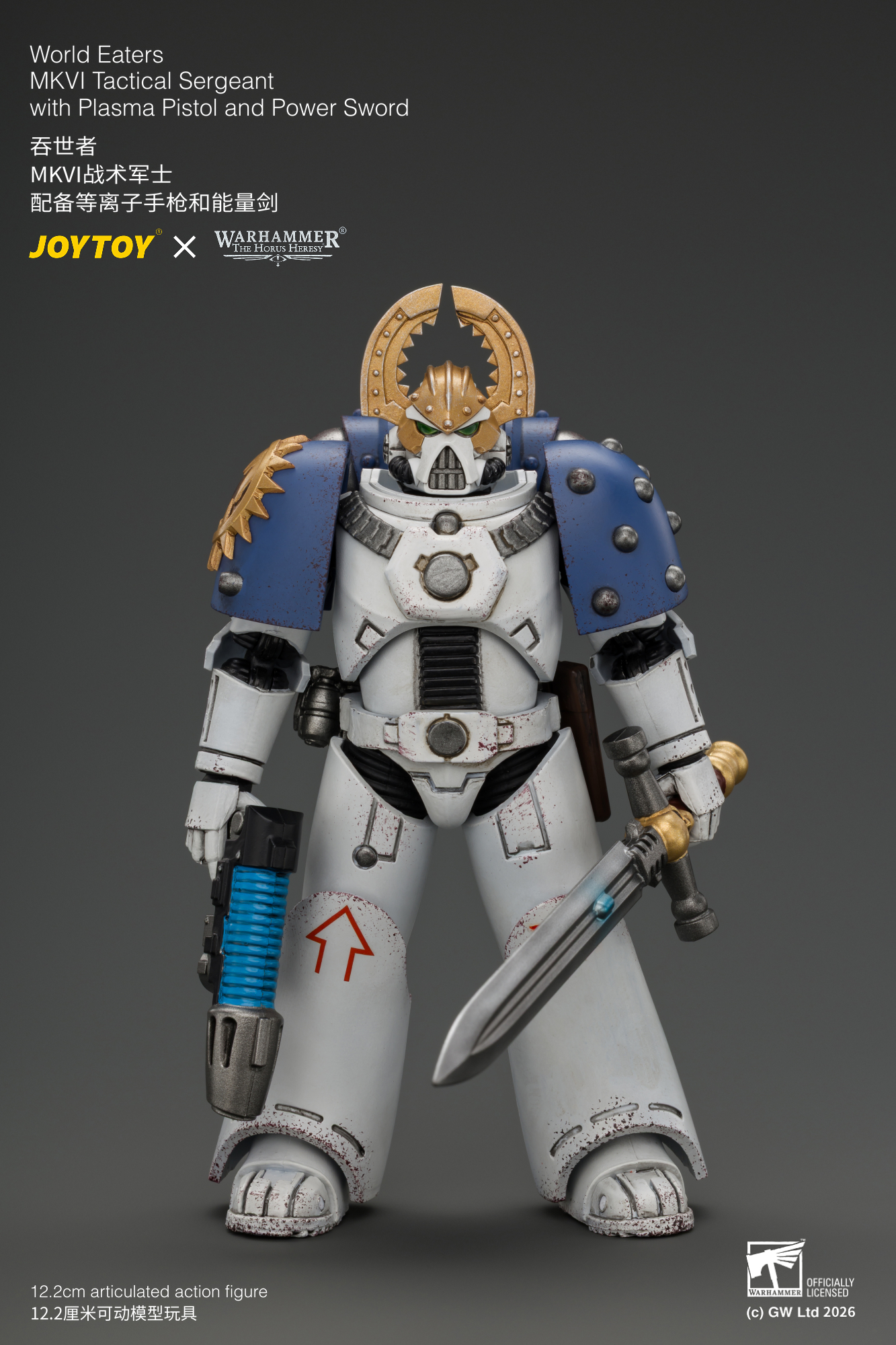 JoyToy Warhammer The Horus Heresy World Eaters MKVI Tactical Sergeant with Plasma Pistol and Power Sword