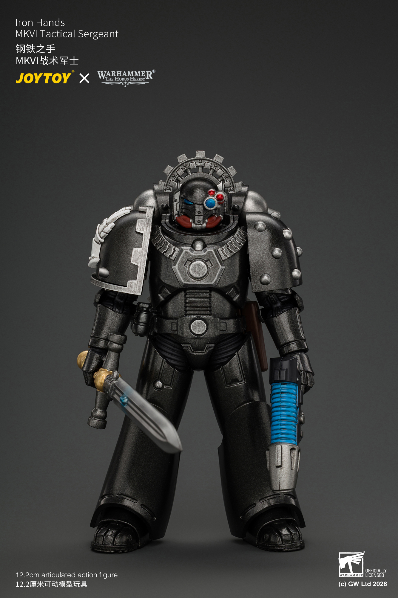 JoyToy Warhammer The Horus Heresy Iron Hands MKVI Tactical Sergeant with Bolter, Plasma Pistol & Power sword