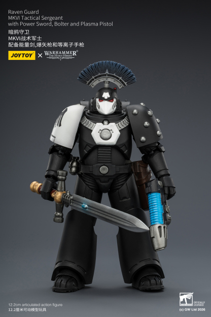 JoyToy Warhammer The Horus Heresy Raven Guard MkVI Tactical Sergeant with Power Sword, Bolter and Plasma Pistol