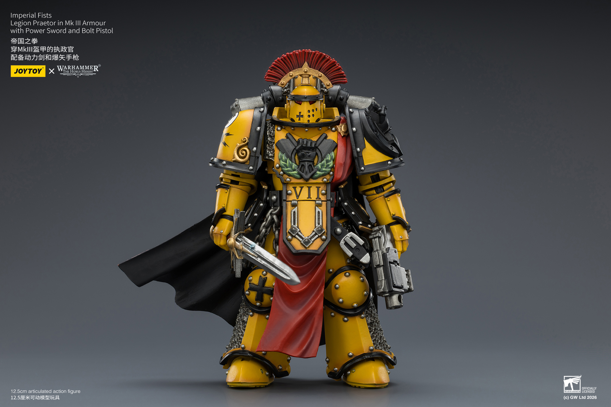 JoyToy Warhammer The Horus Heresy Imperial Fists Legion Praetor in Mk III Armour with Power Sword and Bolt Pistol