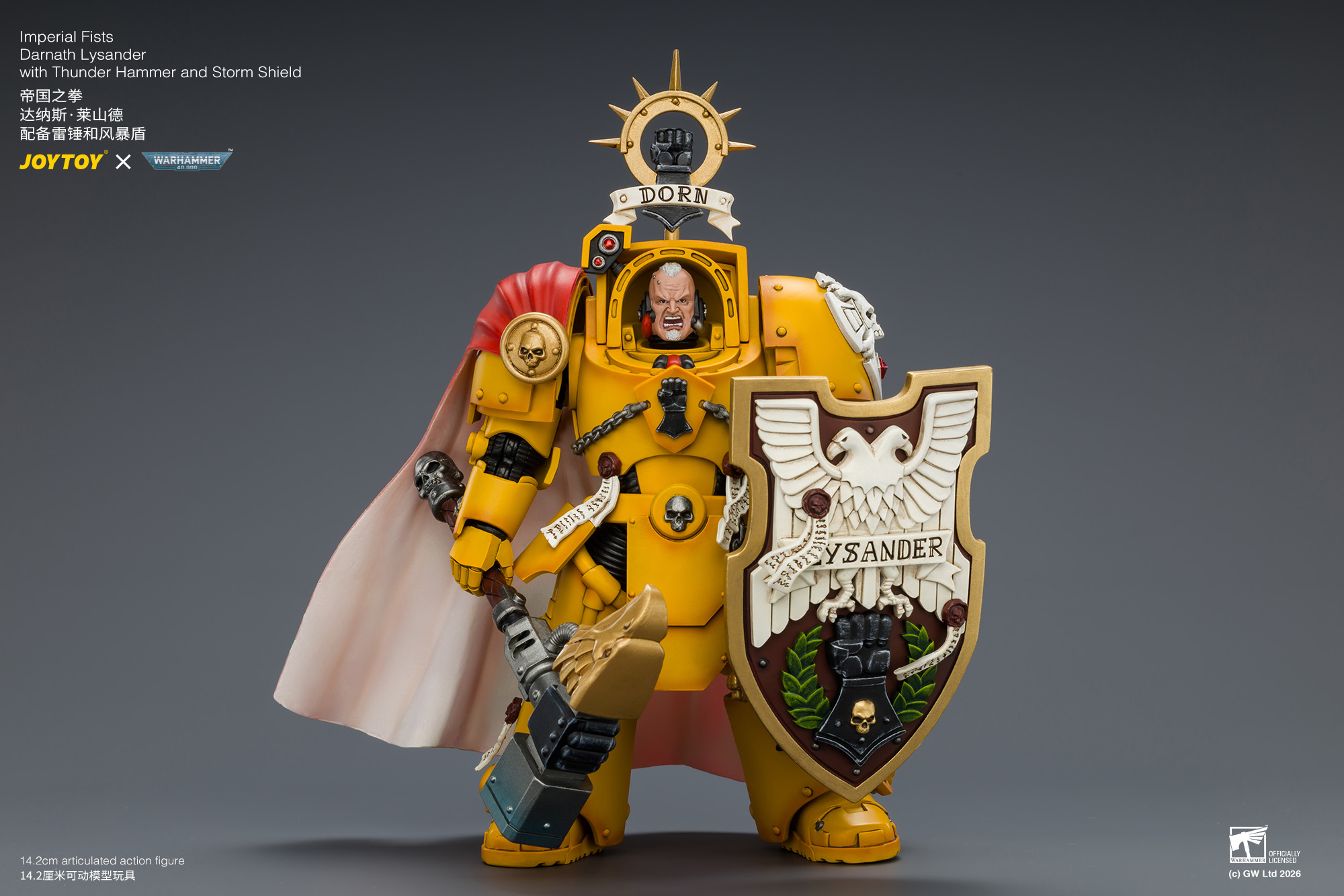 JoyToy WH40K Imperial Fists Darnath Lysander with Thunder Hammer and Storm Shield