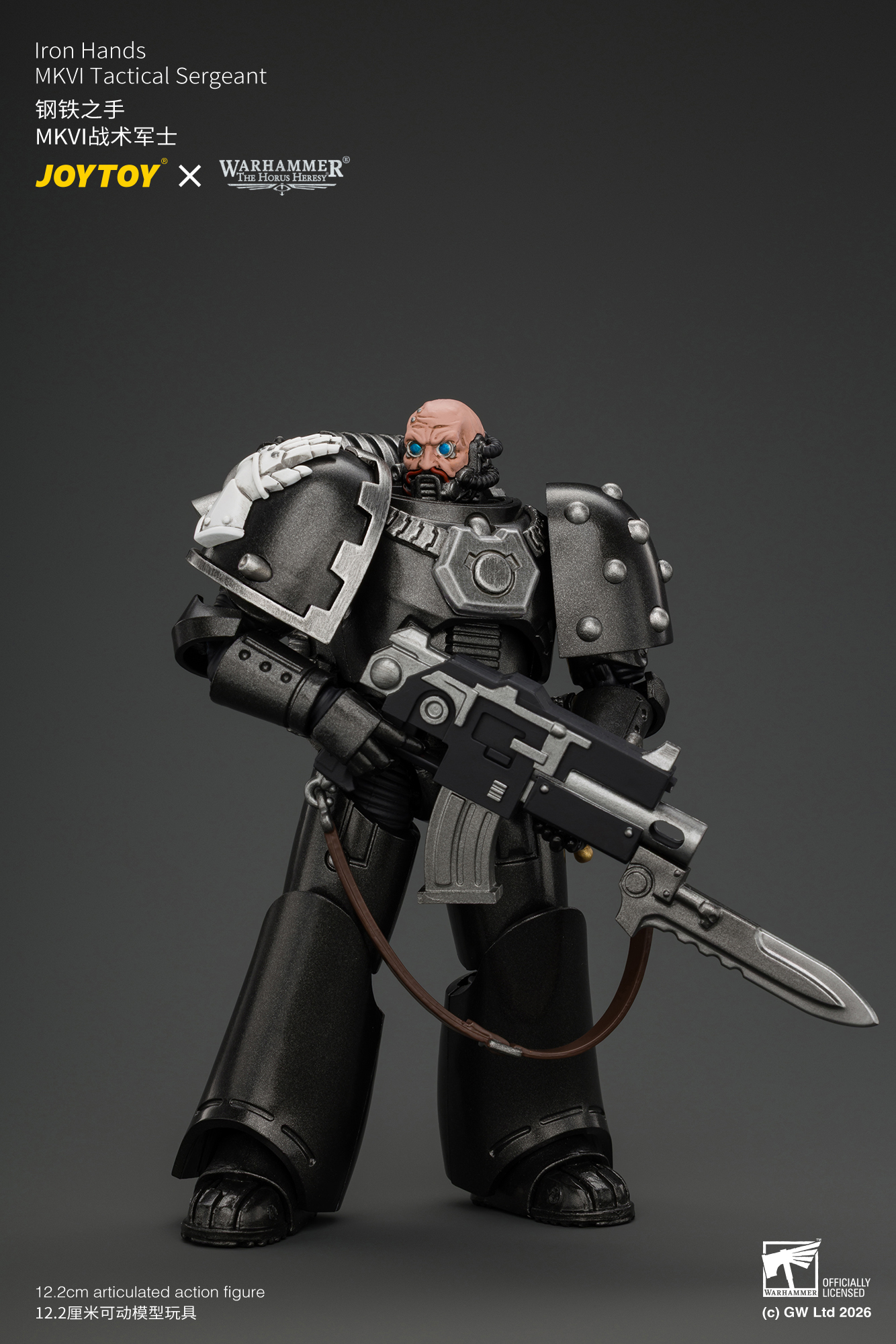 JoyToy Warhammer The Horus Heresy Iron Hands MKVI Tactical Sergeant with Bolter, Plasma Pistol & Power sword