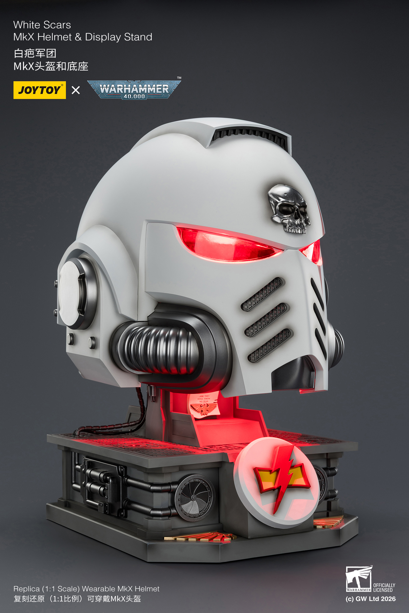 JoyToy WH40K White Scars MKX Helmet & Display Stand