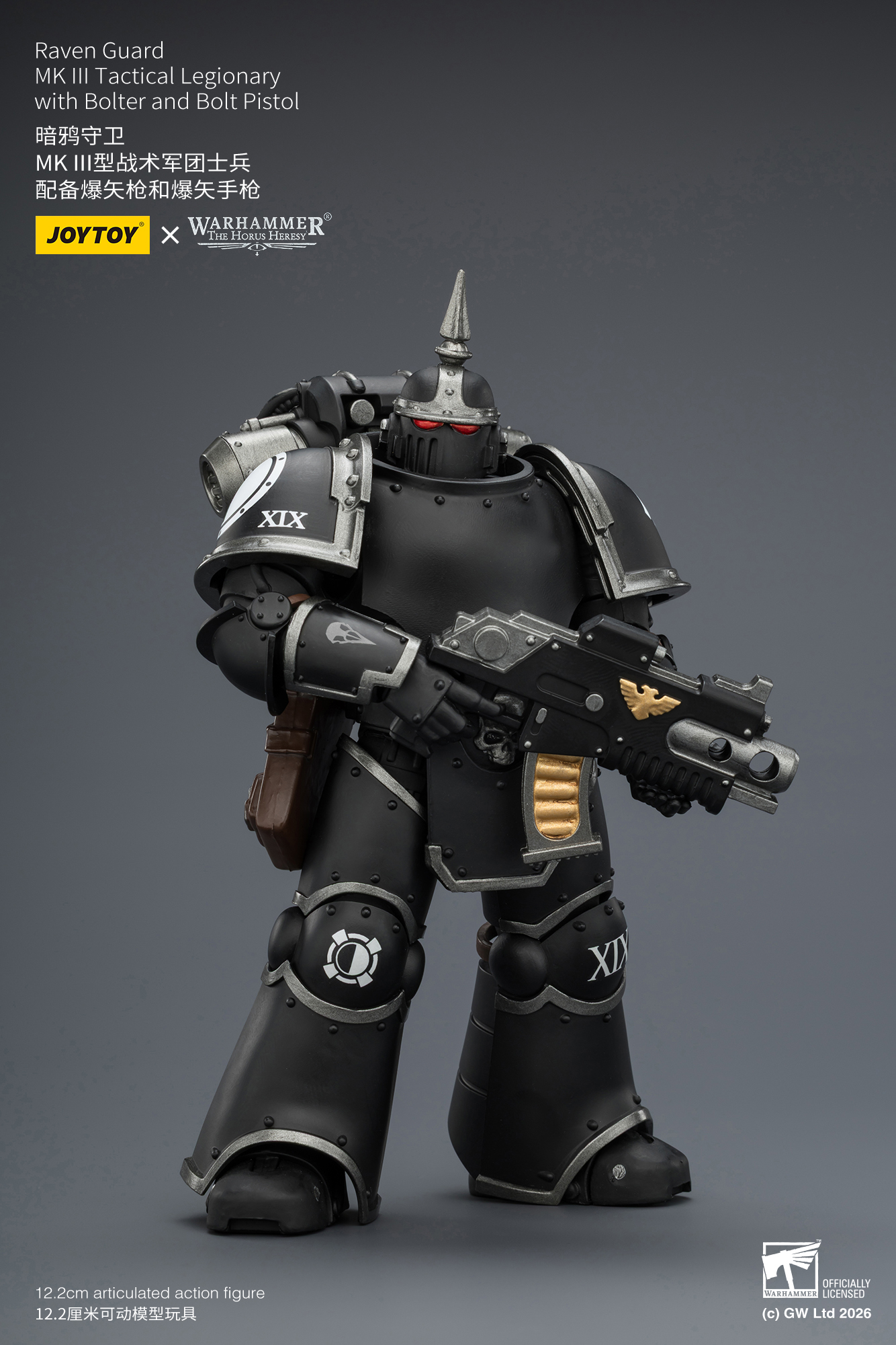JoyToy Warhammer The Horus Heresy Raven Guard MK III Tactical Legionary with Bolter and Bolt Pistol