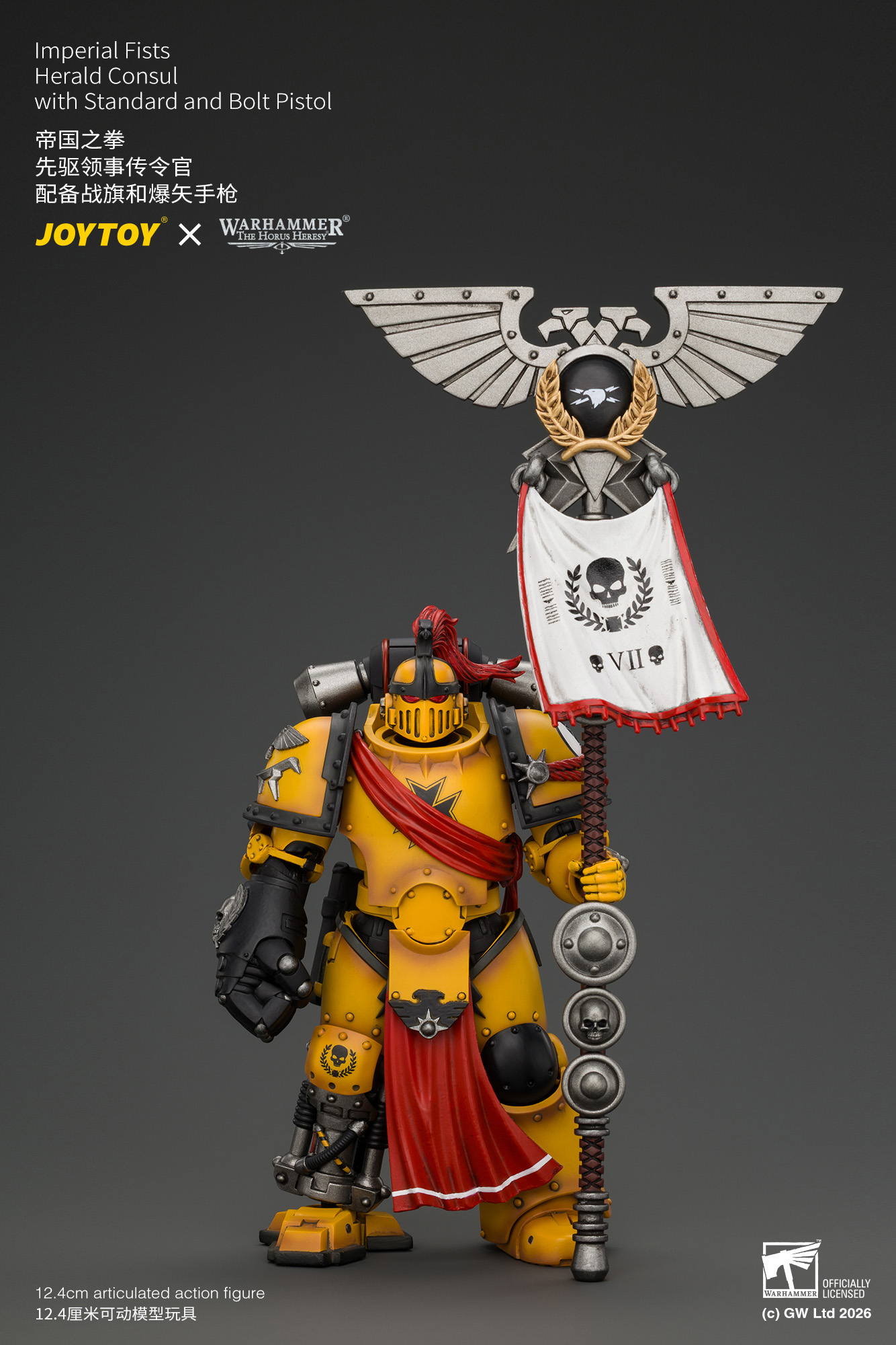 JoyToy Warhammer The Horus Heresy Imperial Fists Herald Consul with Standard and Bolt Pistol
