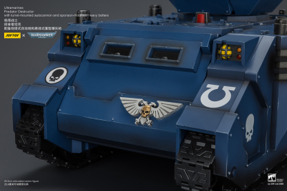 JoyToy WH40K Ultramarines Predator Destructor with turret-mounted autocannon and sponson-mounted heavy bolters