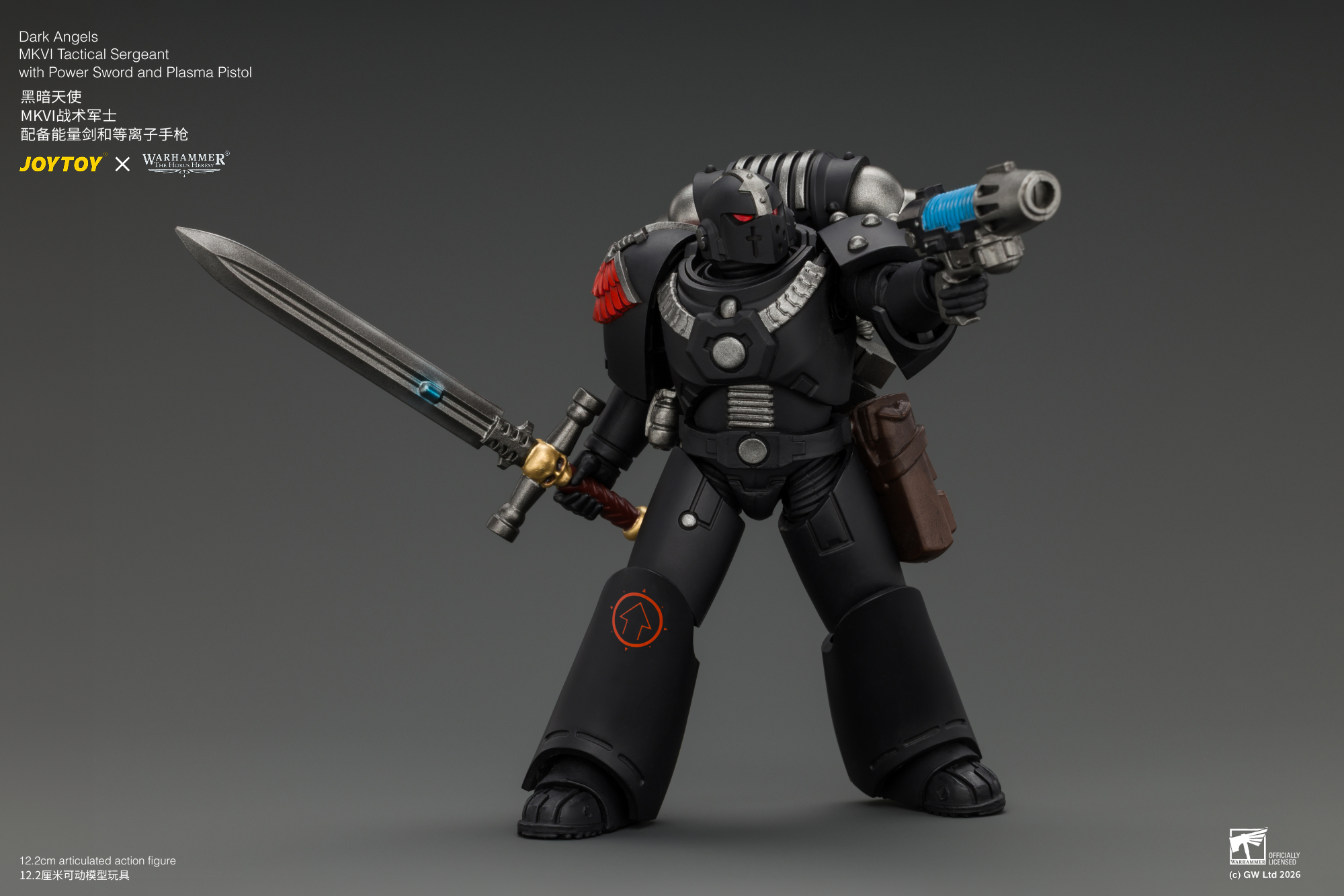 JoyToy Warhammer The Horus Heresy Dark Angels MKVI Tactical Sergeant with Power Sword and Plasma Pistol