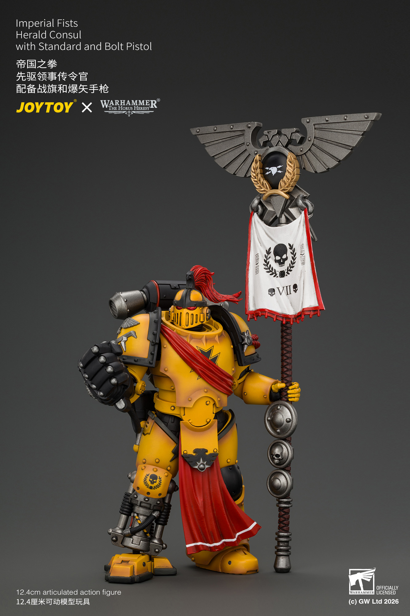JoyToy Warhammer The Horus Heresy Imperial Fists Herald Consul with Standard and Bolt Pistol