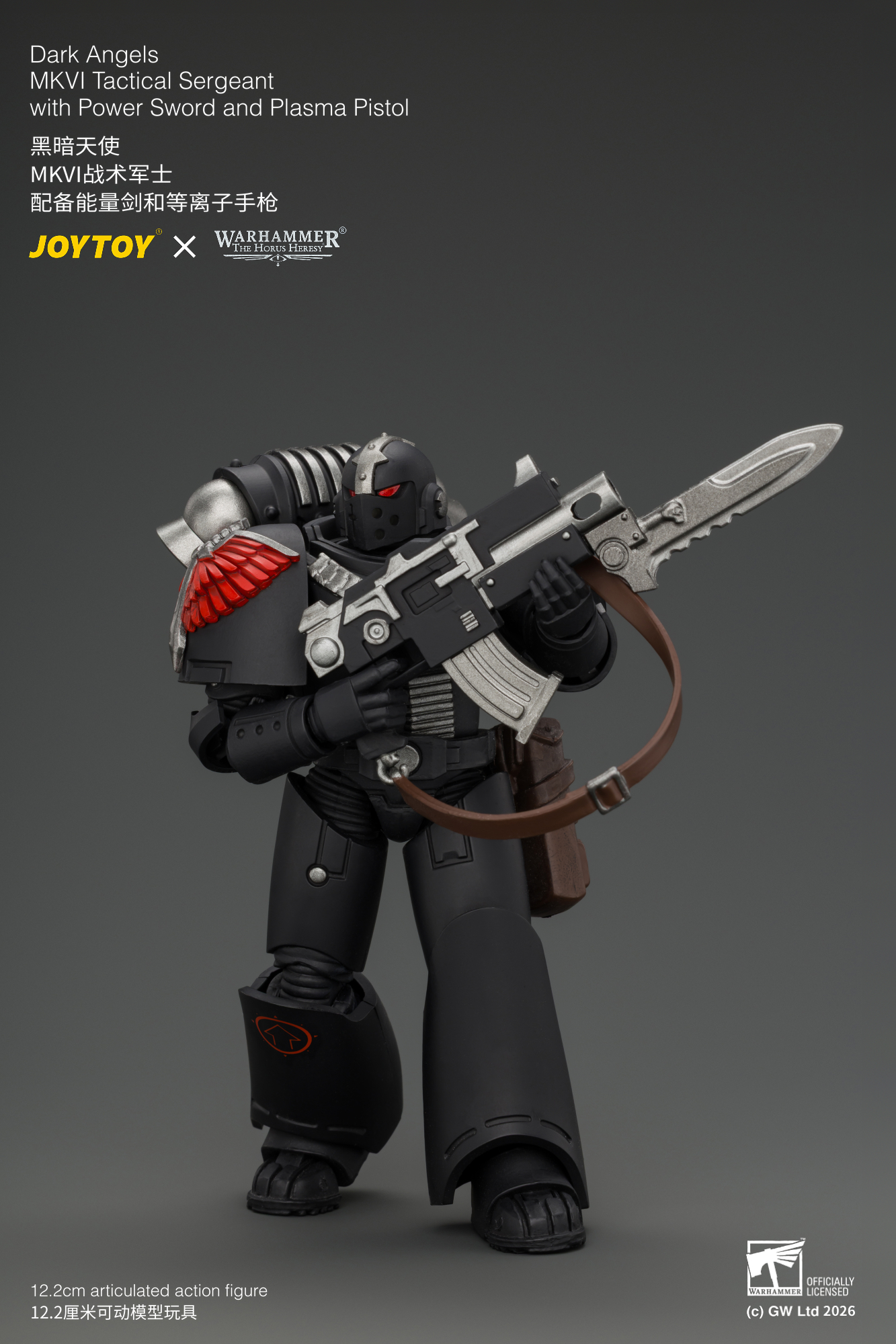 JoyToy Warhammer The Horus Heresy Dark Angels MKVI Tactical Sergeant with Power Sword and Plasma Pistol