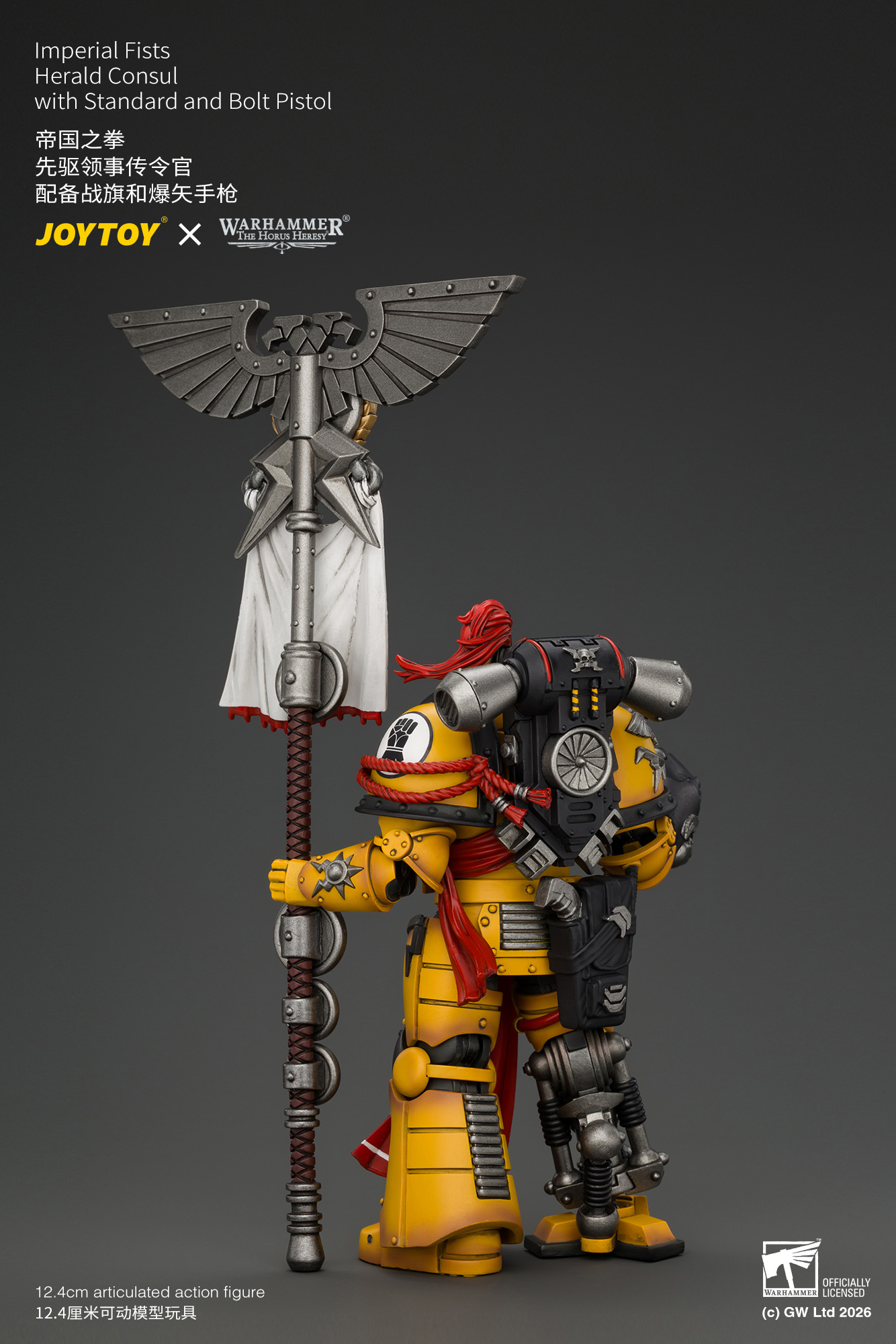 JoyToy Warhammer The Horus Heresy Imperial Fists Herald Consul with Standard and Bolt Pistol