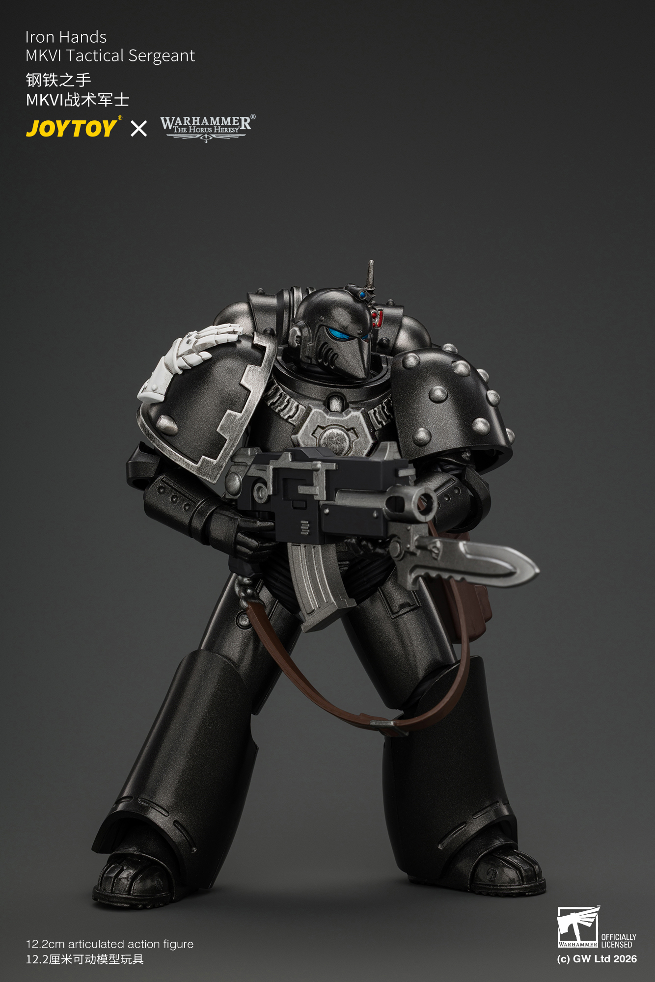 JoyToy Warhammer The Horus Heresy Iron Hands MKVI Tactical Sergeant with Bolter, Plasma Pistol & Power sword