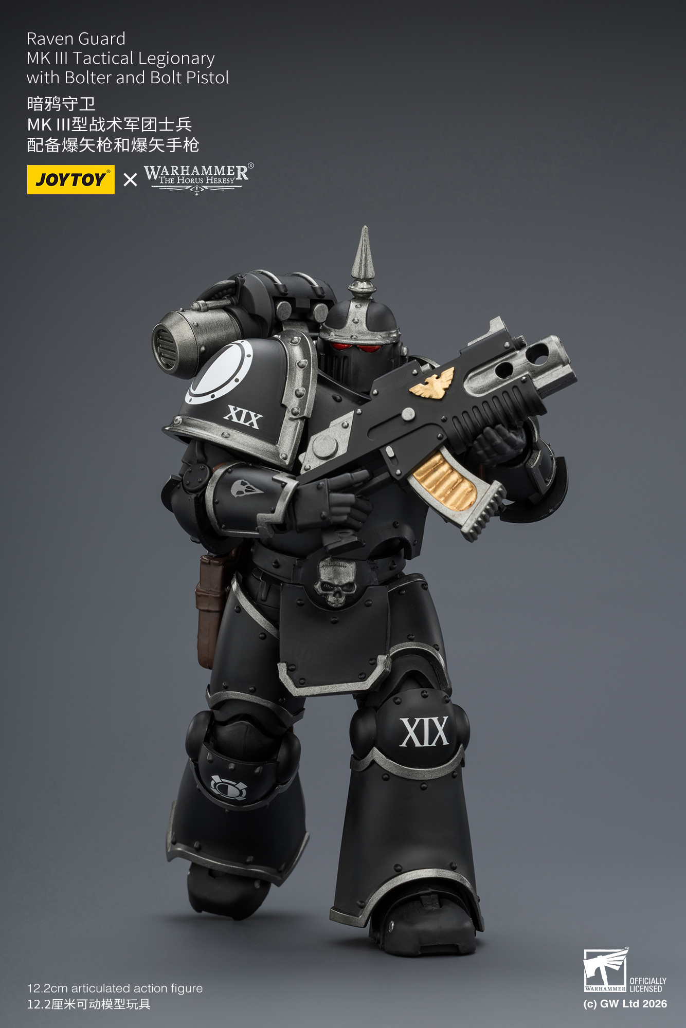 JoyToy Warhammer The Horus Heresy Raven Guard MK III Tactical Legionary with Bolter and Bolt Pistol
