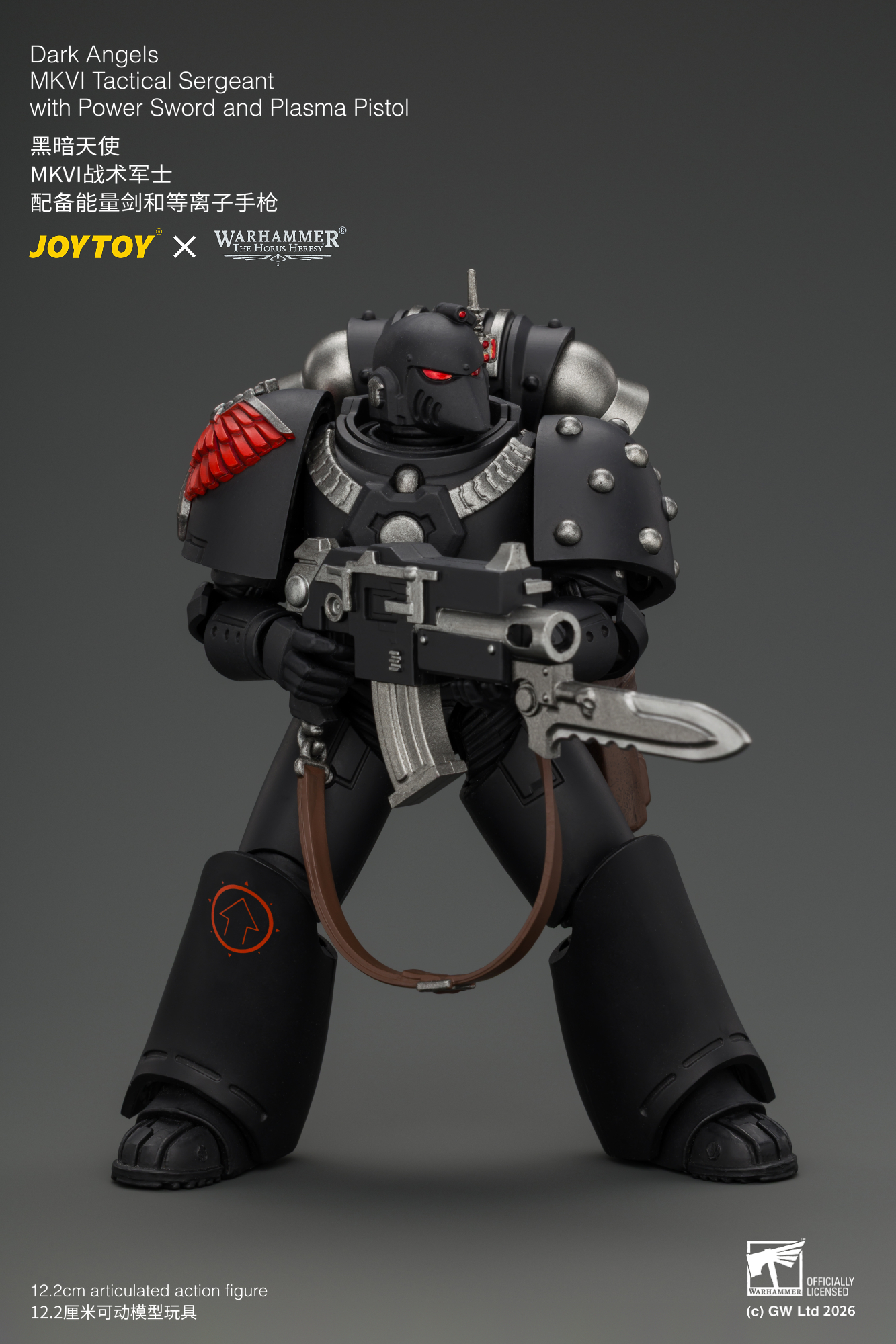 JoyToy Warhammer The Horus Heresy Dark Angels MKVI Tactical Sergeant with Power Sword and Plasma Pistol