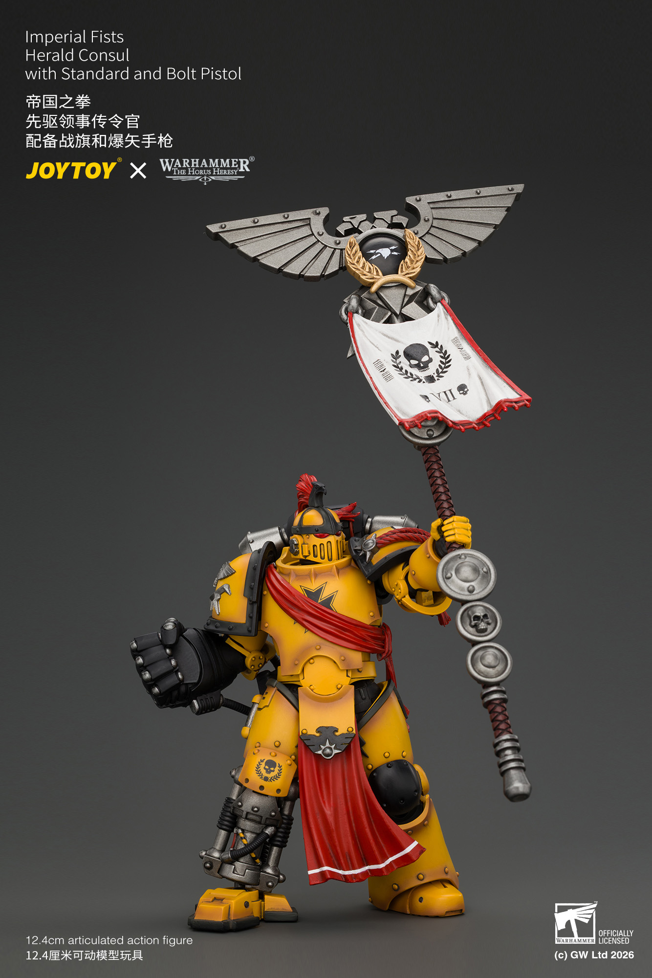 JoyToy Warhammer The Horus Heresy Imperial Fists Herald Consul with Standard and Bolt Pistol