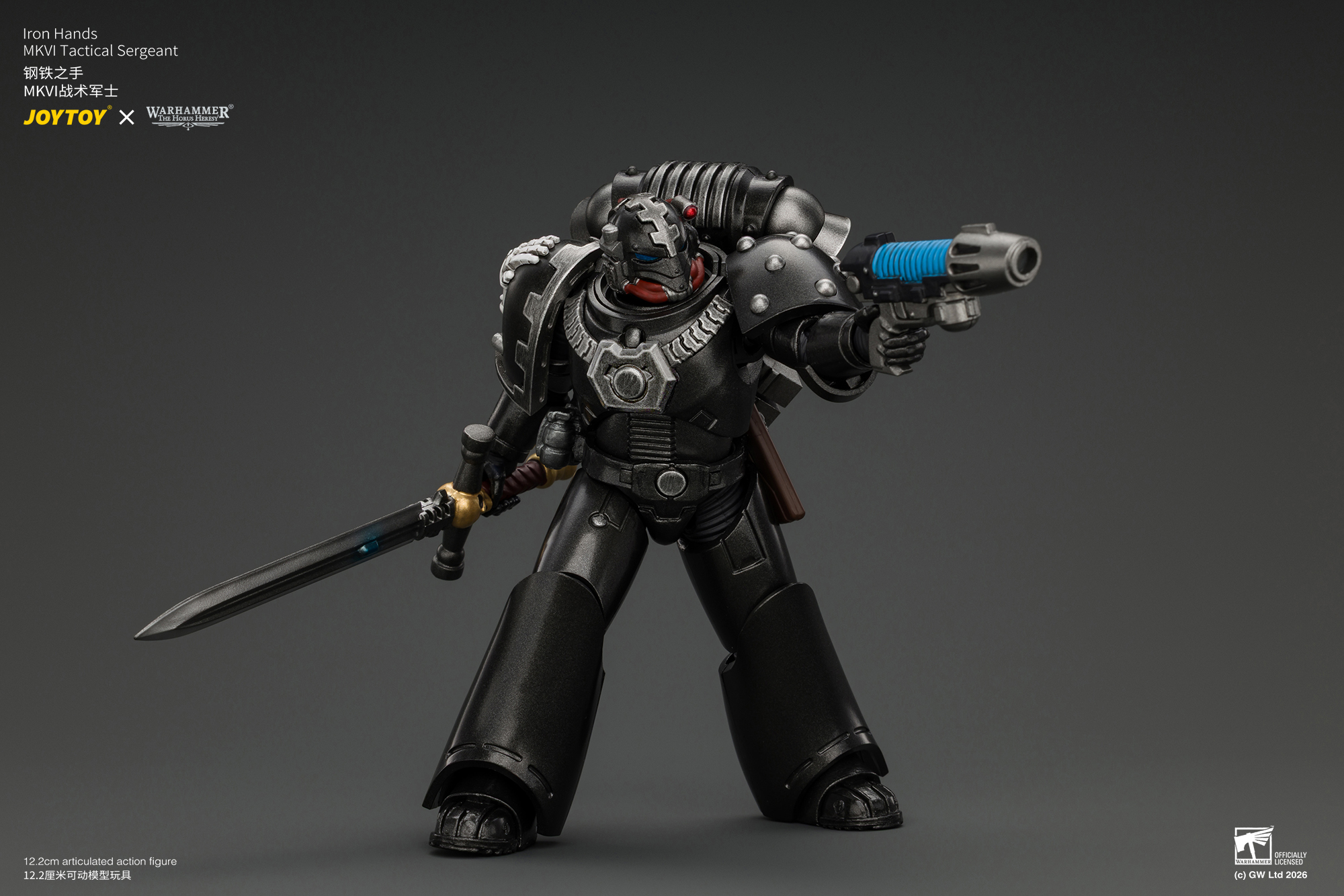 JoyToy Warhammer The Horus Heresy Iron Hands MKVI Tactical Sergeant with Bolter, Plasma Pistol & Power sword