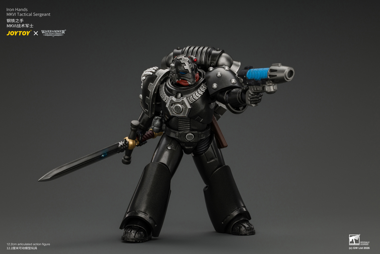 JoyToy Warhammer The Horus Heresy Iron Hands MKVI Tactical Sergeant with Bolter, Plasma Pistol & Power sword