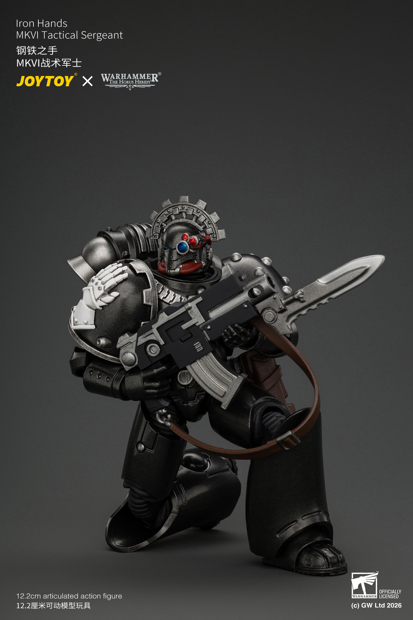JoyToy Warhammer The Horus Heresy Iron Hands MKVI Tactical Sergeant with Bolter, Plasma Pistol & Power sword
