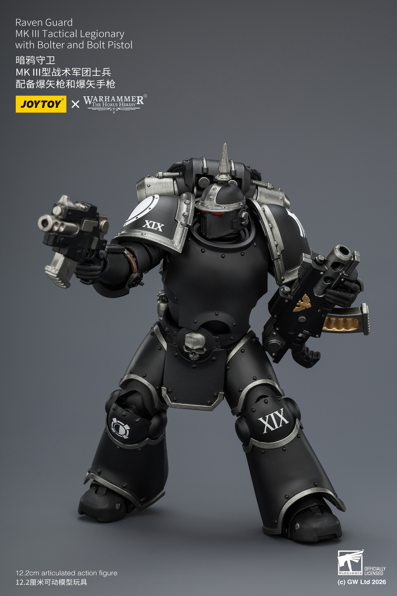 JoyToy Warhammer The Horus Heresy Raven Guard MK III Tactical Legionary with Bolter and Bolt Pistol