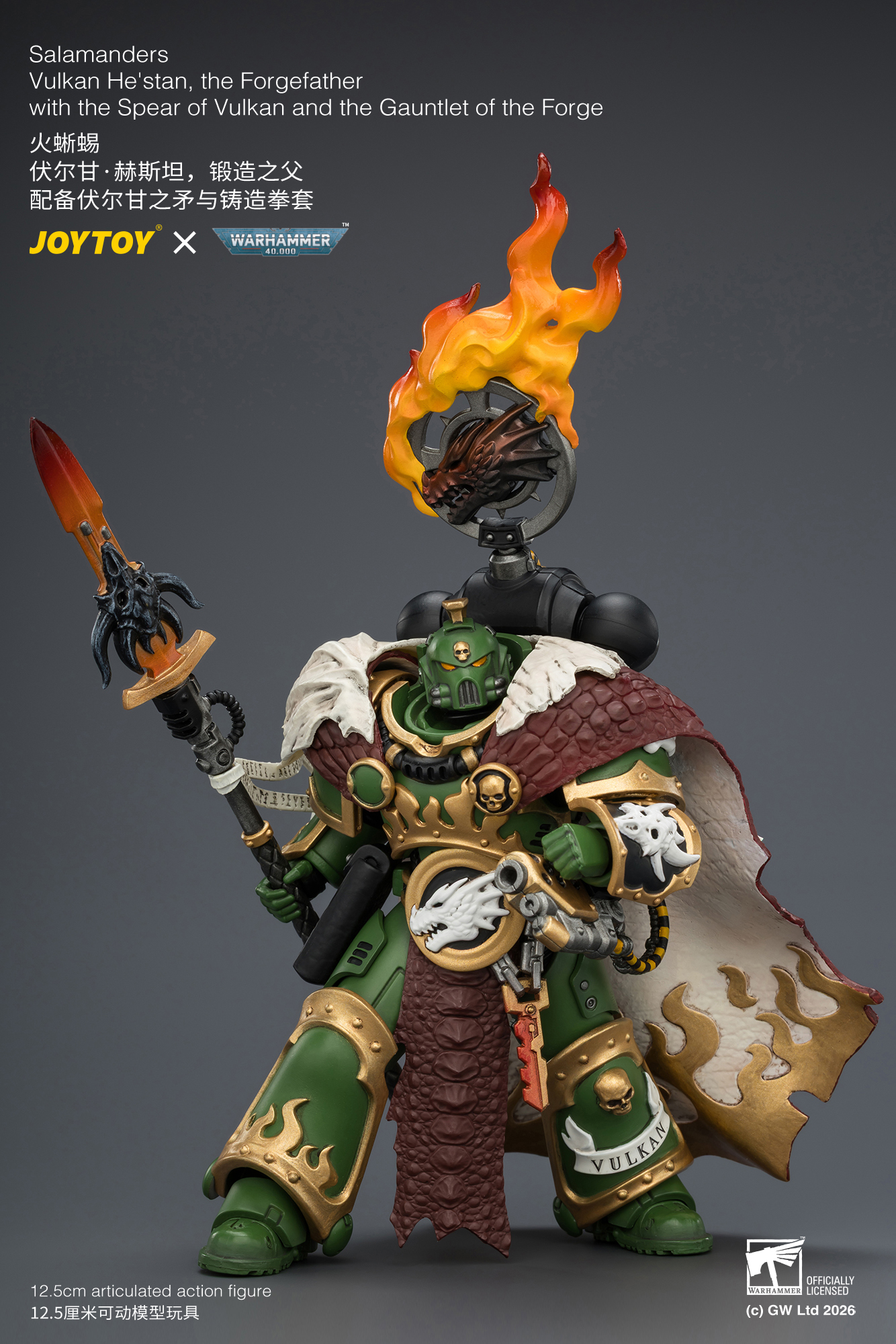 JoyToy WH40K Salamanders Vulkan He'stan, the Forgefather with the