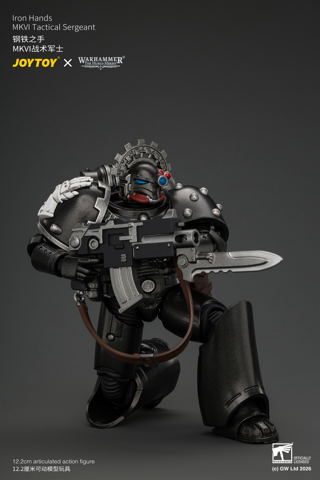 JoyToy Warhammer The Horus Heresy Iron Hands MKVI Tactical Sergeant with Bolter, Plasma Pistol & Power sword
