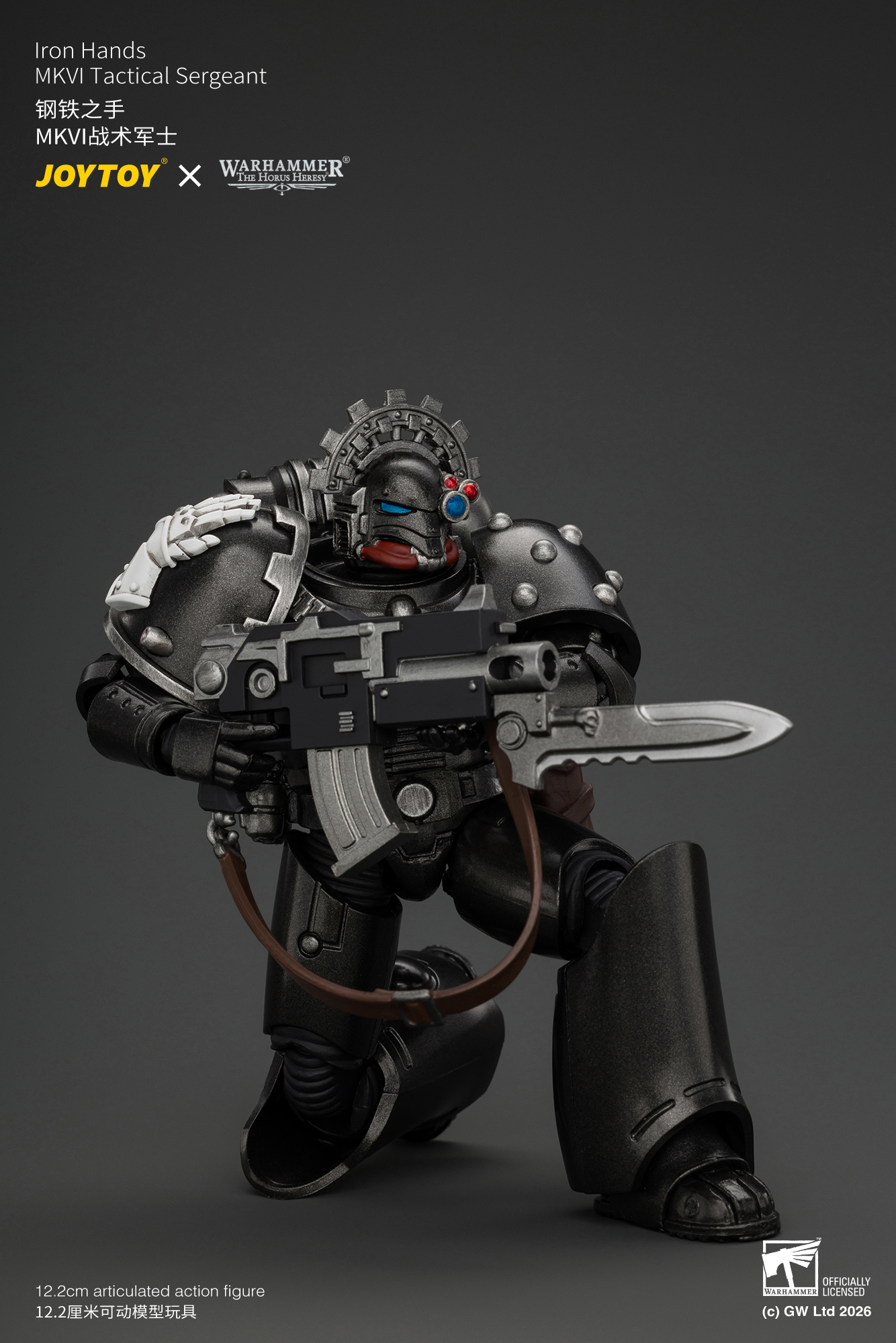 JoyToy Warhammer The Horus Heresy Iron Hands MKVI Tactical Sergeant with Bolter, Plasma Pistol & Power sword