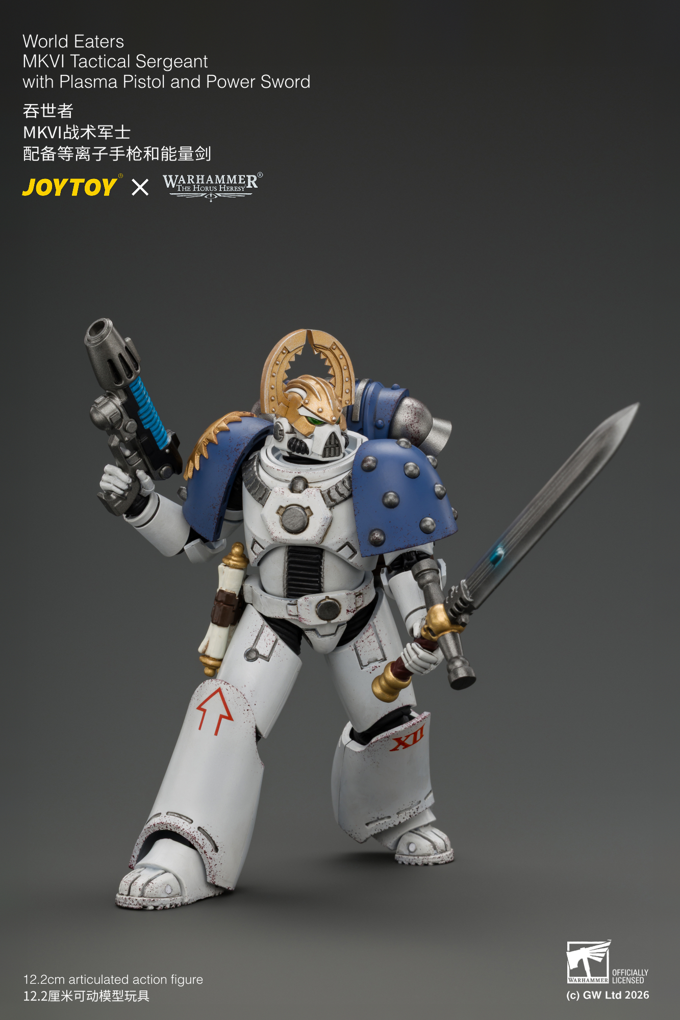 JoyToy Warhammer The Horus Heresy World Eaters MKVI Tactical Sergeant with Plasma Pistol and Power Sword