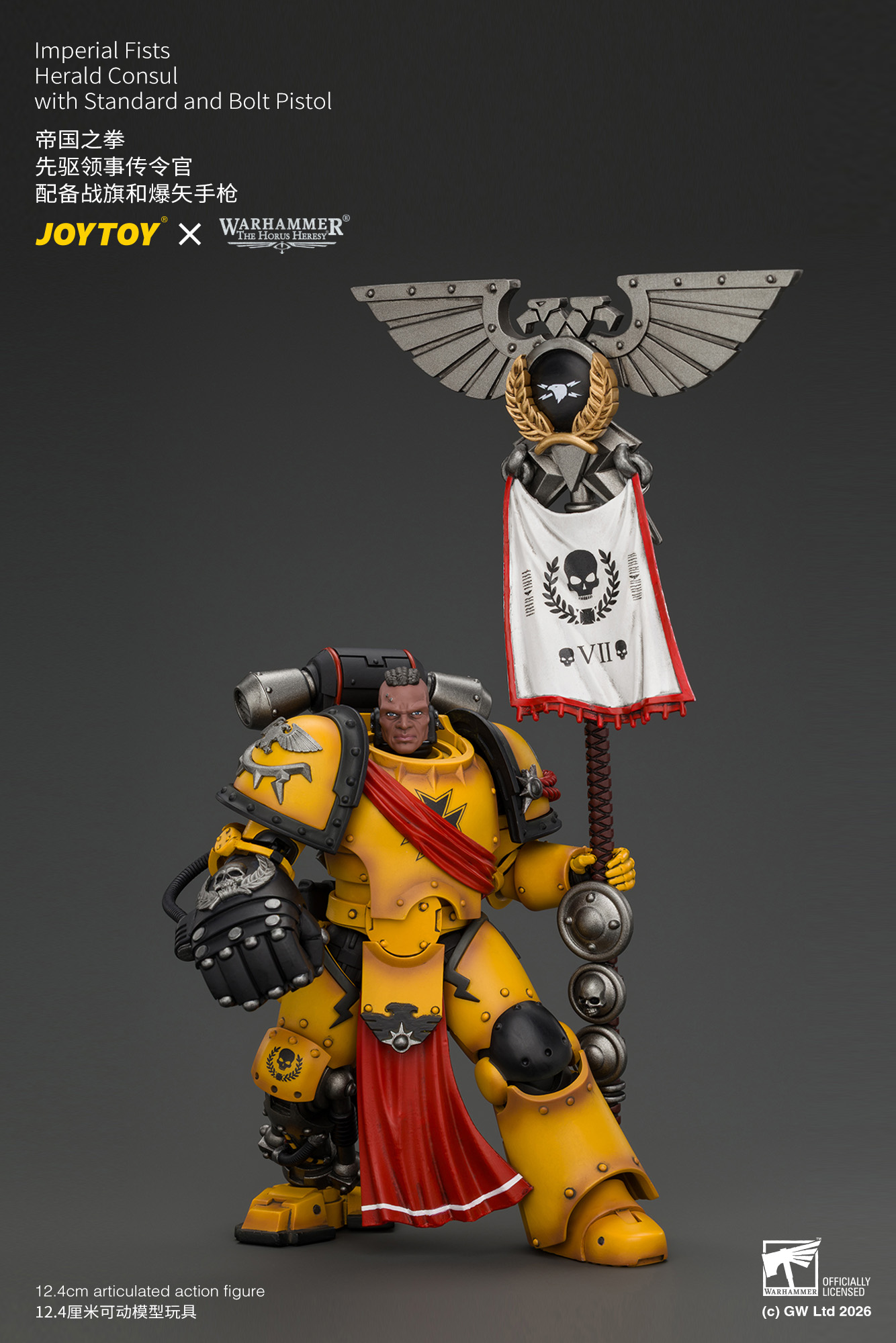 JoyToy Warhammer The Horus Heresy Imperial Fists Herald Consul with Standard and Bolt Pistol