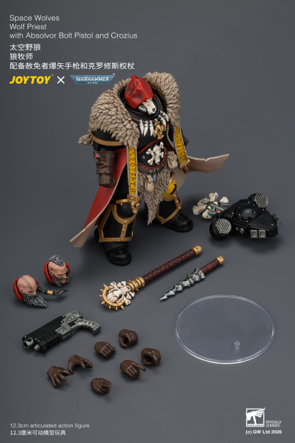 JoyToy WH40K Space Wolves Wolf Priest with Absolvor Bolt Pistol and Crozius