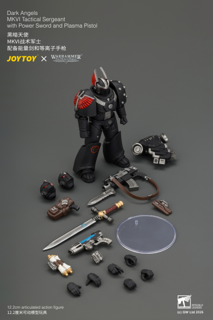 JoyToy Warhammer The Horus Heresy Dark Angels MKVI Tactical Sergeant with Power Sword and Plasma Pistol