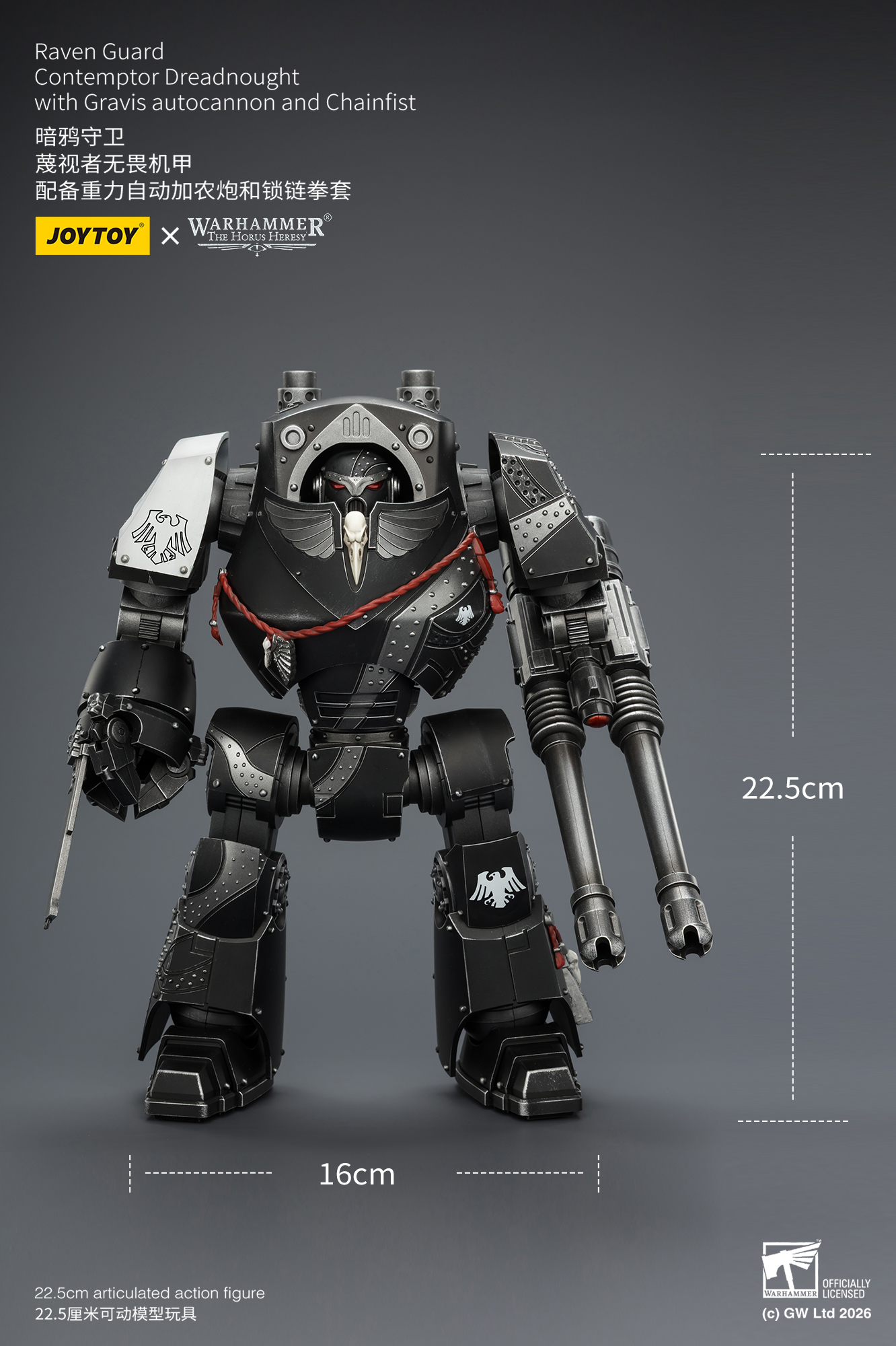 JoyToy Warhammer The Horus Heresy Raven Guard Contemptor Dreadnought with Gravis autocannon and Chainfist