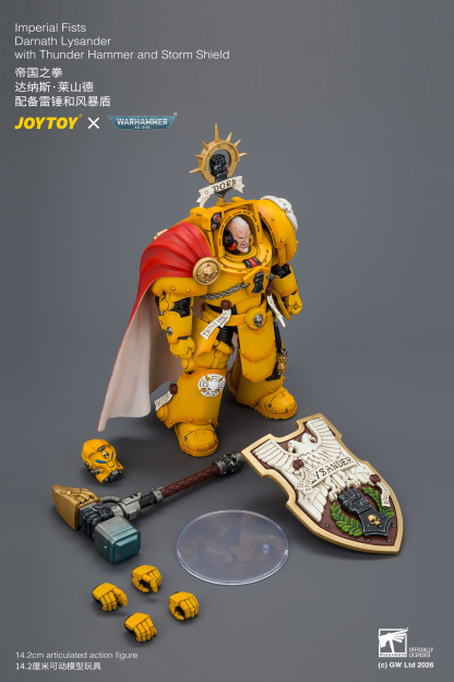 JoyToy WH40K Imperial Fists Darnath Lysander with Thunder Hammer and Storm Shield