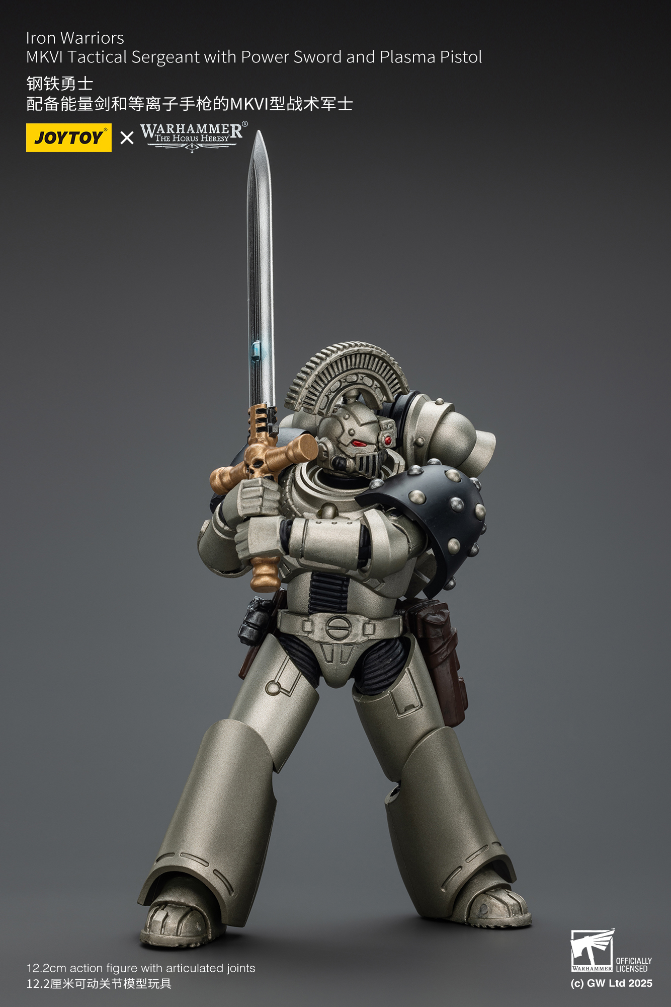 JoyToy WH40K Iron Warriors MKVI Tactical Sergeant with Power Sword and Plasma Pistol